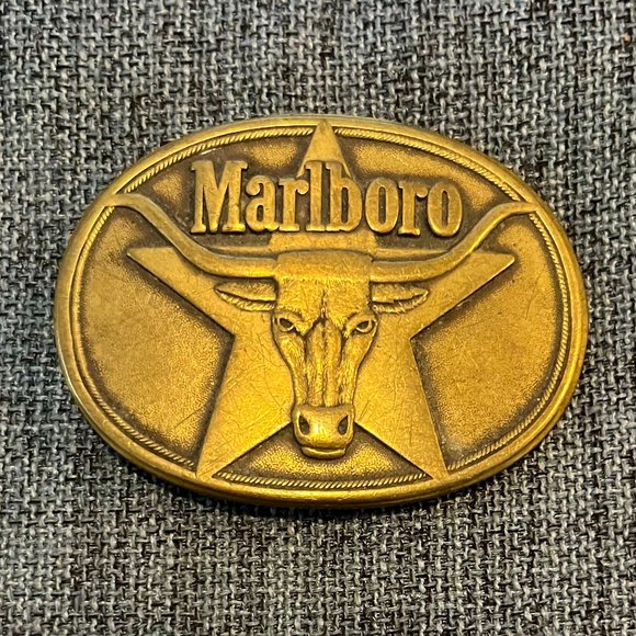 Vintage Marlboro Brass-Toned Belt Buckle Vintage Solid Brass Marlboro Cigarette Belt Buckle - Etsy main image 2